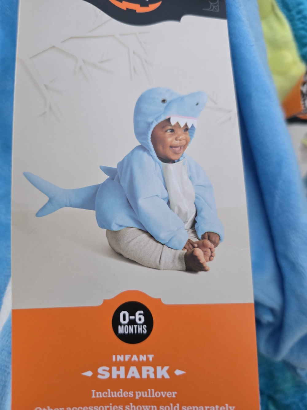 Infant Shark Costume Age 0-6months - Light Blue Hooded Pullover